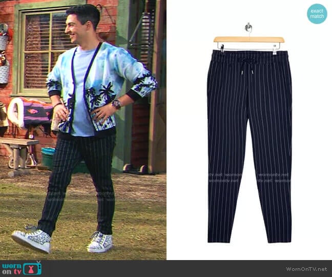 Topman Pinstripe Joggers worn by Parker Preston (Trevor Tordjman) on Bunkd