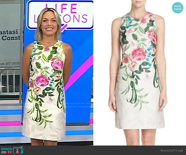 Eliza J Placed Floral Print Stretch A-Line Dress worn by Dylan Dreyer on Today