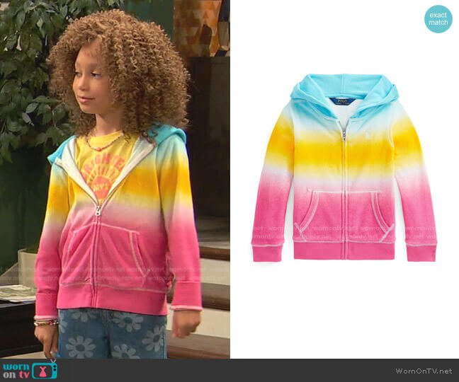 Polo Ralph Lauren Little Girl's Ombré Terry Full-Zip Hoodie worn by Alice Baxter (Mykal-Michelle Harris) on Ravens Home