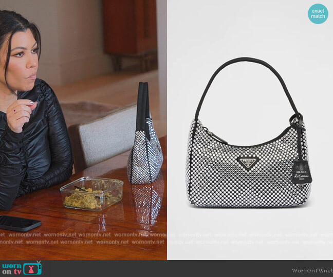Prada Satin mini-bag with artificial crystals worn by Kourtney Kardashian (Kourtney Kardashian) on The Kardashians
