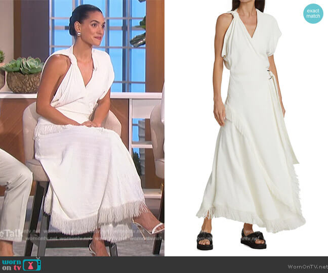 Proenza Schouler Textured Asymmetric Fringe Belted Dress