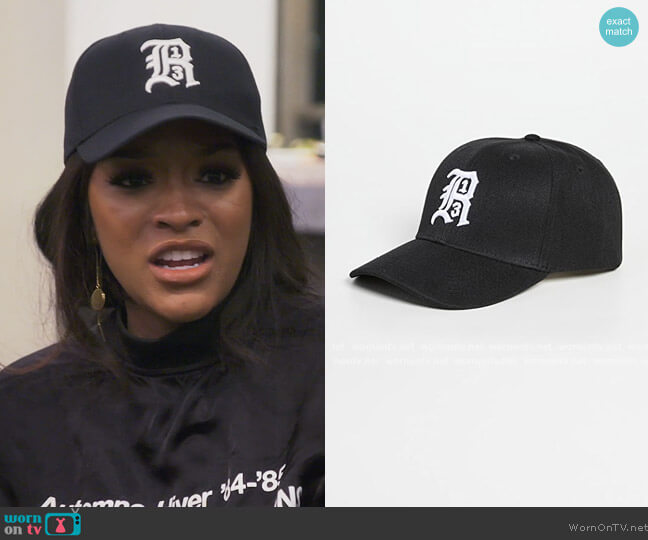 R13 Black Logo Baseball Cap worn by Drew Sidora on The Real Housewives of Atlanta