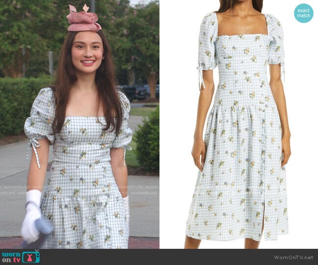Reformation Melony Floral Gingham Midi Dress worn by Belly Conklin (Lola Tung) on The Summer I Turned Pretty