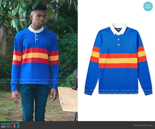 Rowing Blazers 70s' Stripe Rugby Shirt worn by Ben Wheeler (Jonas Dylan Allen) on First Kill
