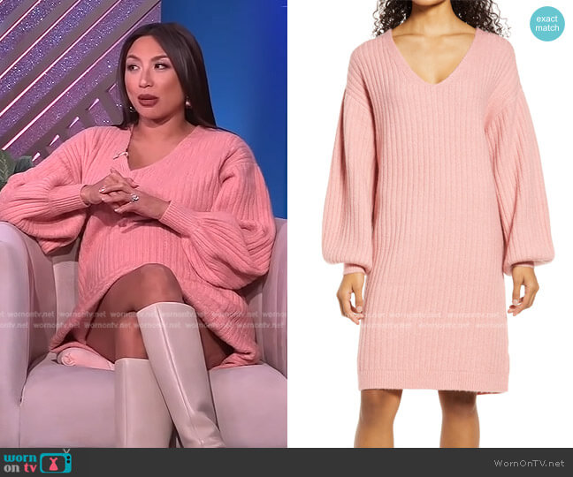 Rachel Parcel Oversize Long Sleeve Sweater Dress worn by Jeannie Mai on The Real