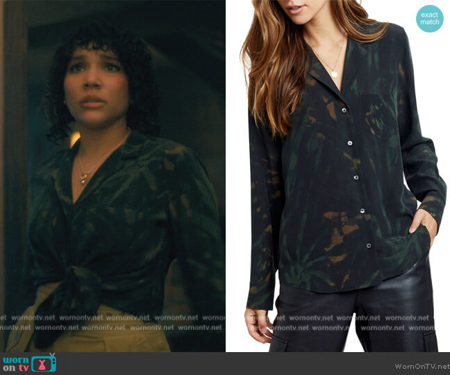 Rails Rebel Tie Dye Print Long Sleeve Silk Blouse worn by Allison Hargreeves (Emmy Raver-Lampman) on The Umbrella Academy