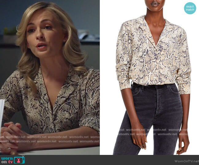 Rails Rebel Animal Print Silk Shirt worn by Amy Quinn (Lindsey Gort) on All Rise