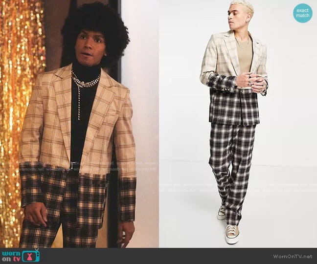Reclaimed Vintage Inspired Cutabout Checked Blazer worn by Lino (Donovin Miller) on Tom Swift