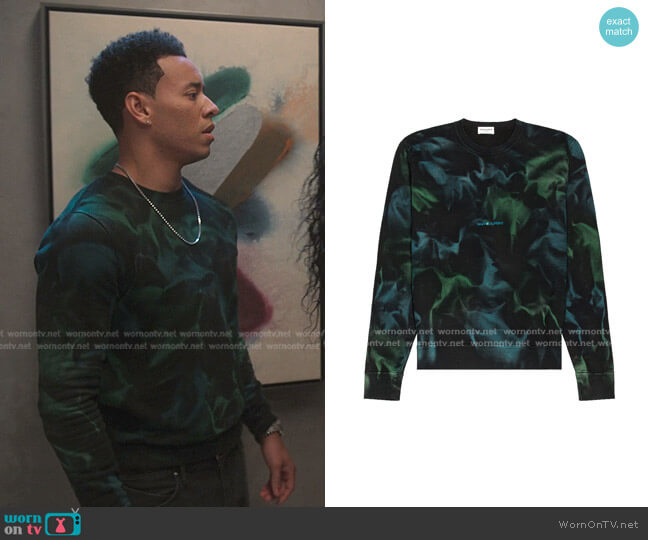 Saint Laurent Archive Logo Tie Dye Crew Sweatshirt