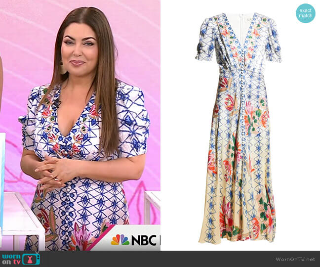 Saloni Lea Long Dress in Opal Trellis worn by Bobbie Thomas on Today