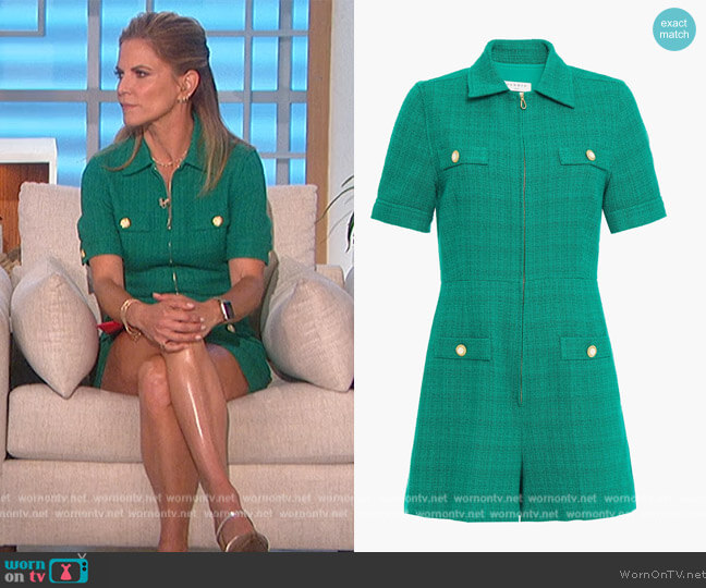 Sandro Jacky tweed playsuit worn by Natalie Morales on The Talk