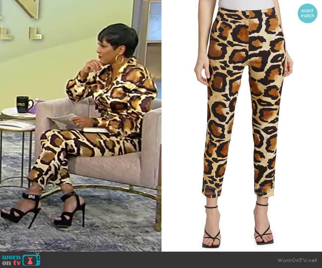 Sergio Hudson Animal Print Cigarette Pants worn by Tamron Hall on Tamron Hall Show