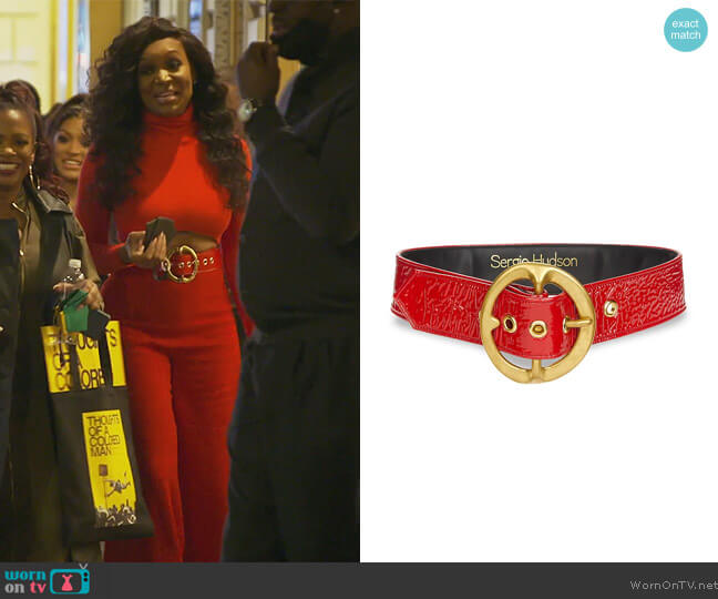Sergio Hudson Signature Buckle Leather Belt worn by Marlo Hampton on The Real Housewives of Atlanta