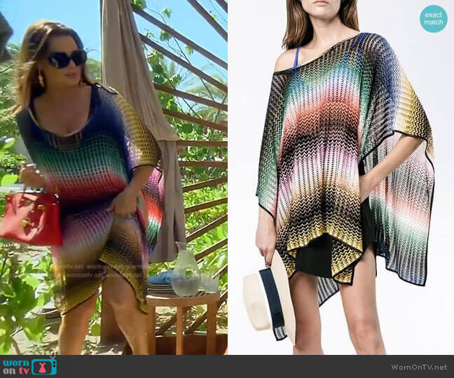 Missoni Mare Short Zig-Zag Stripe Poncho worn by Kyle Richards on The Real Housewives of Beverly Hills