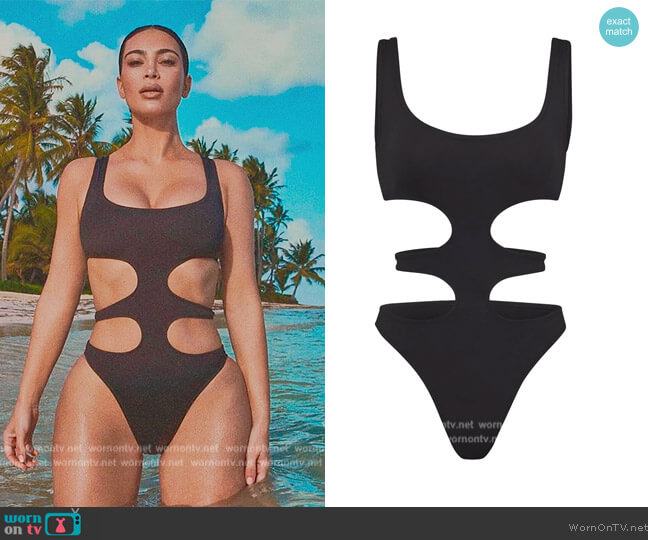 Skims Swim Tank Monokini worn by Kim Kardashian (Kim Kardashian) on The Kardashians