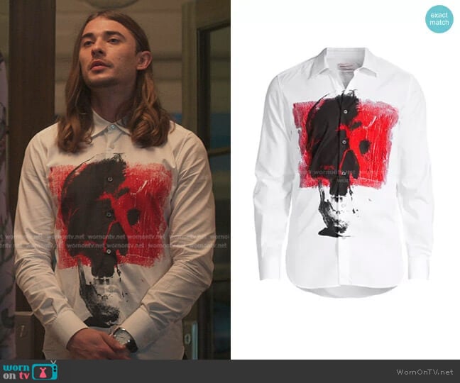 Alexander McQueen Skull-Print Slim-Fit Shirt