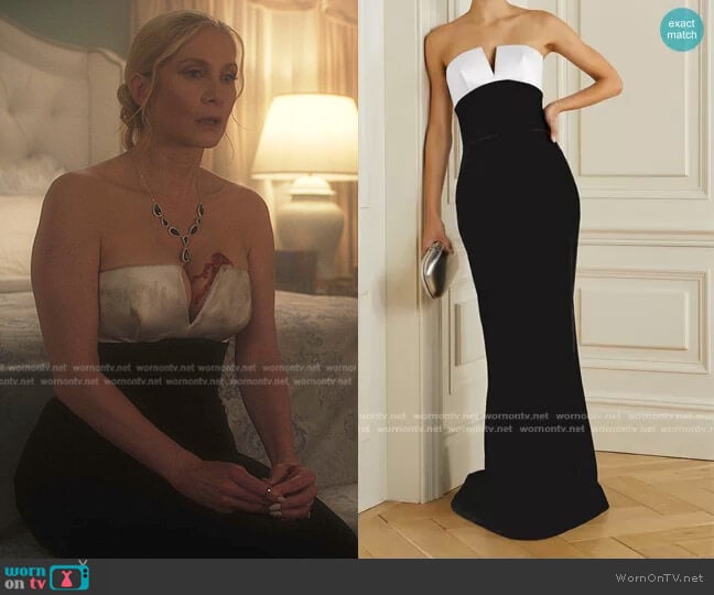 Rasario Strapless Velvet And Duchesse-Satin Gown worn by Margot (Elizabeth Mitchell) on First Kill