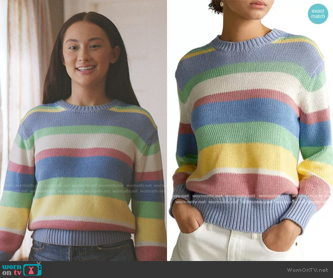 Polo Ralph Lauren Striped Polo Knit Sweater worn by Belly Conklin (Lola Tung) on The Summer I Turned Pretty