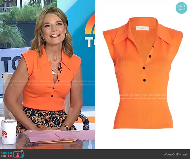 A.L.C. Taylor Rib Knit Polo Top worn by Savannah Guthrie on Today