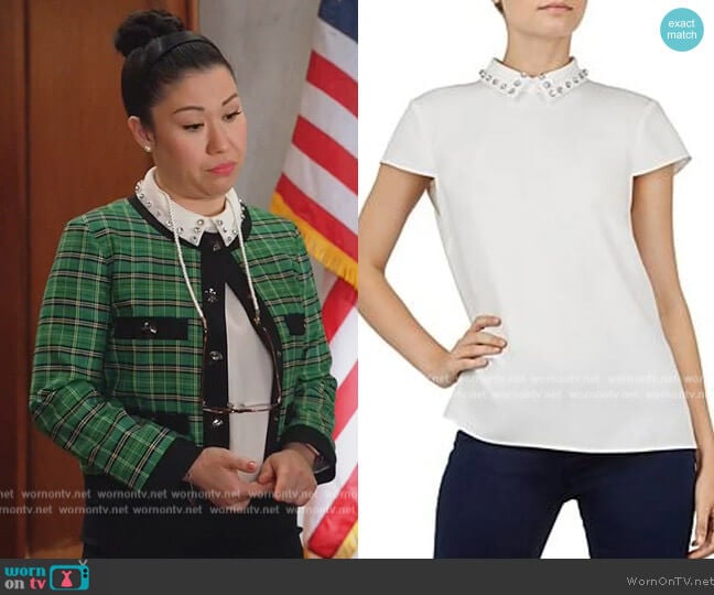 Ted Baker Alaynaa Embellished Top worn by Sherri Kansky (Ruthie Ann Miles) on All Rise