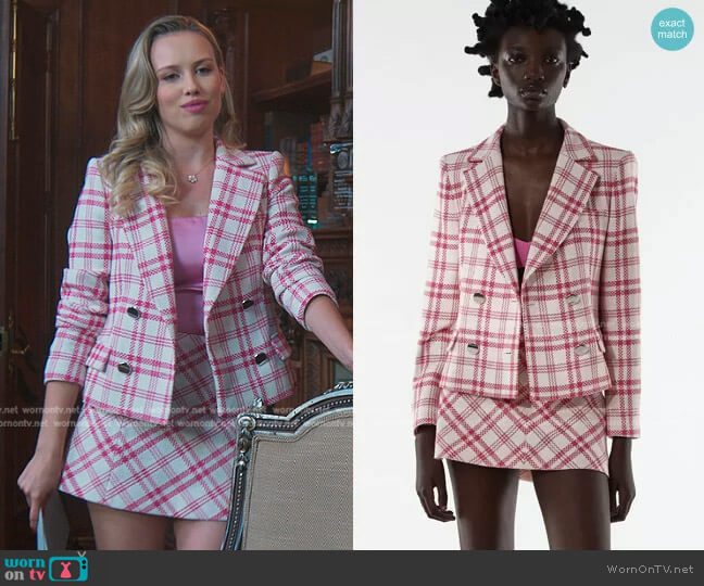 Zara Textured Plaid Blazer worn by Elinor (Gracie Dzienny) on First Kill
