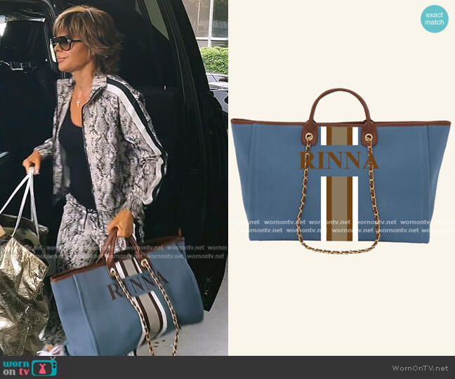 Lily and Bean The Lily Canvas Weekend Jumbo Bag worn by Lisa Rinna on The Real Housewives of Beverly Hills