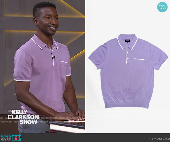 Tie Bar Tipped Cotton Sweater Lavender Polo
