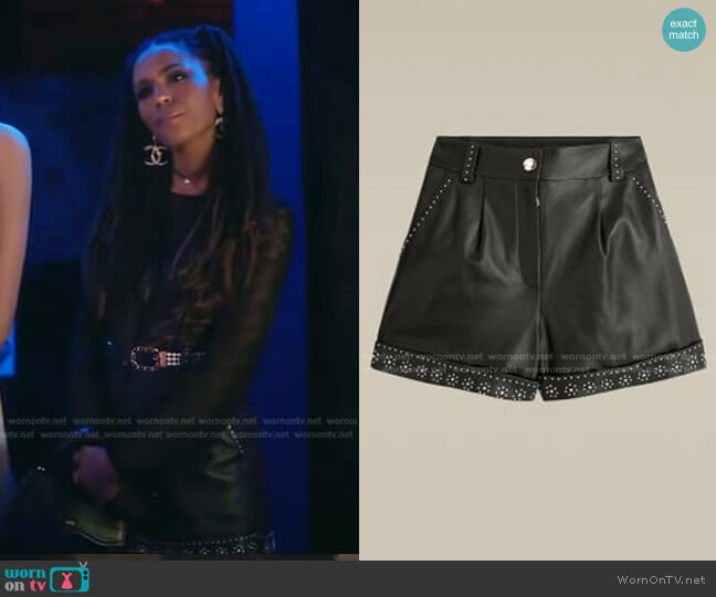 Tommy Hilfiger Studded Leather Shorts worn by Monet de Haan (Savannah Lee Smith) on Gossip Girl