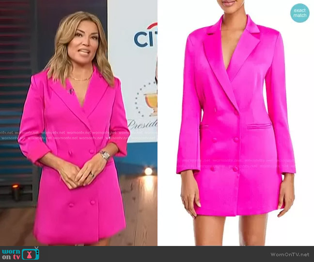 Lucy Paris Two Button Blazer Dress in Hot Pink worn by Kit Hoover on Access Hollywood