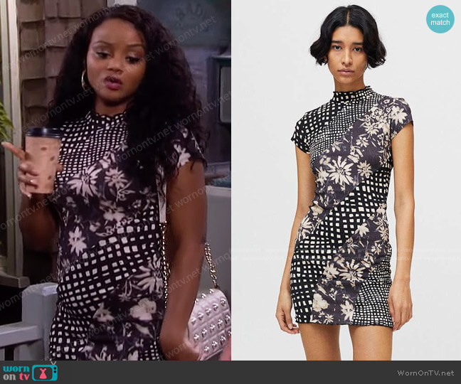 Urban Outfitters Nina Spliced Bodycon Mini Dress worn by Chanel Dupree (Raven Bowens) on Days of our Lives