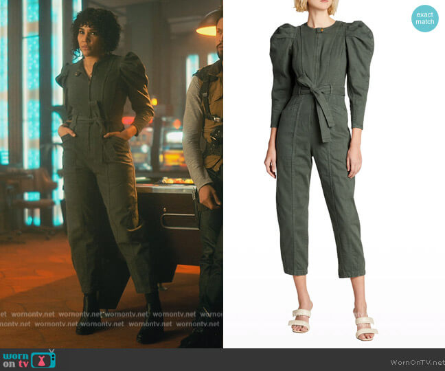Ulla Johnson Pascal Puff-Sleeve Belted Jumpsuit worn by Allison Hargreeves (Emmy Raver-Lampman) on The Umbrella Academy