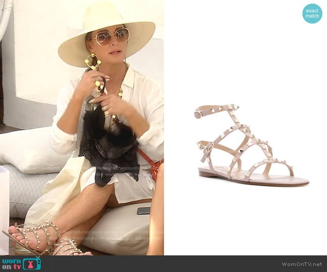 Valentino Garavani Rockstud Ankle Strap Sandals worn by Kyle Richards on The Real Housewives of Beverly Hills