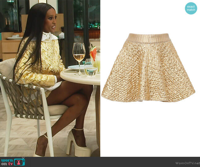 Valentino Metallic Effect Mini Skirt worn by Chanel Ayan (Chanel Ayan) on The Real Housewives of Dubai