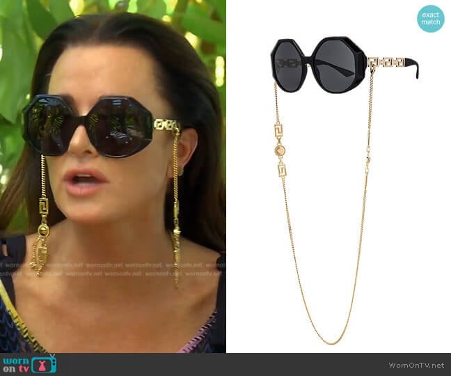 Versace Greca Chain Sunglasses worn by Kyle Richards on The Real Housewives of Beverly Hills