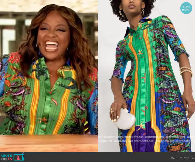 Versace Starfish Print Shirt Dress worn by Ana Navarro on The View