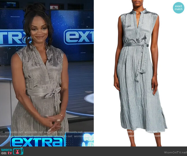 Vince Sleeveless Textured Popover Dress worn by Rachel Lindsay on Extra
