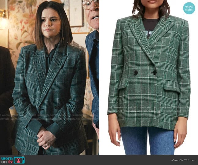 Maje Vislanda Plaid Jacket worn by Mabel Mora (Selena Gomez) on Only Murders in the Building