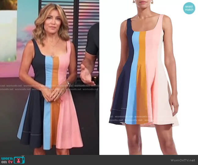 Staud Wells Striped Dress worn by Kit Hoover on Access Hollywood