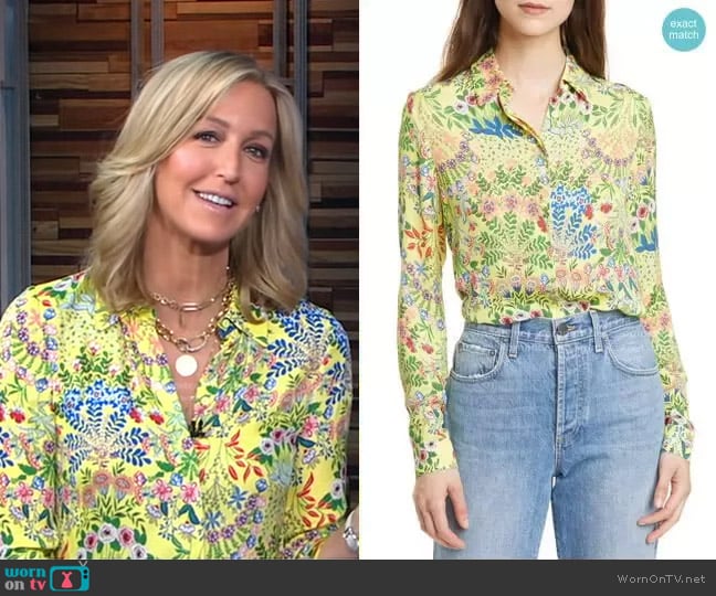 Alice + Olivia Willa Floral Print Blouse worn by Lara Spencer on Good Morning America