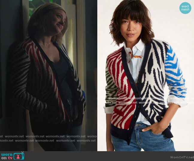 Brooks Brothers Year of the Tiger Merino Wool Tiger Stripe Intarsia Cardigan worn by Betty Cooper (Lili Reinhart) on Riverdale