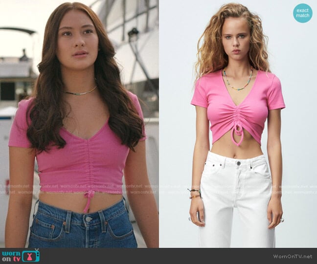 Zara Ruched Ribbed Top worn by Belly Conklin (Lola Tung) on The Summer I Turned Pretty