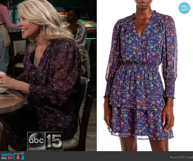 Aqua Floral Meadow Smocked Mini Dress worn by Felicia Scorpio (Kristina Wagner) on General Hospital