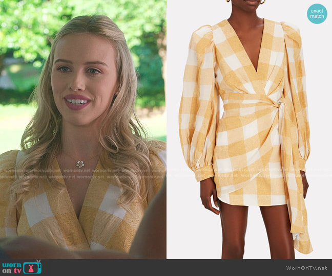 Acler Sutherland Gingham Wrap Mini Dress worn by Elinor (Gracie Dzienny) on First Kill