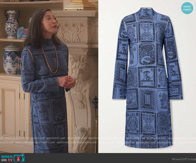 Acne Studios Cutout Printed Crepon Midi Dress