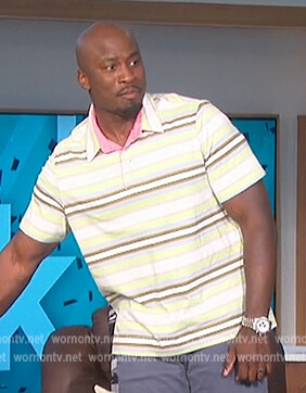 Akbar’s striped polo on The Talk