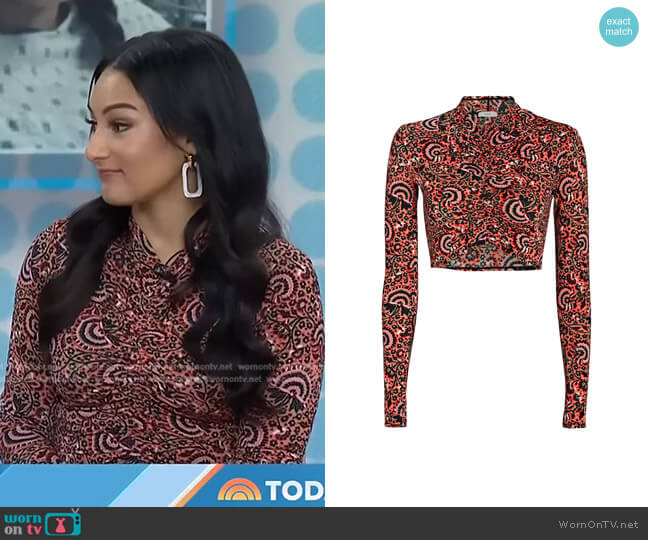 A.L.C. Anne Cropped Long-Sleeve Top worn by Morgan Radford on Today