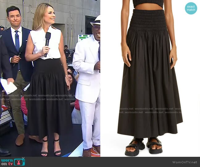 A.L.C. Catalina Smocked Waist Cotton Maxi Skirt worn by Savannah Guthrie on Today