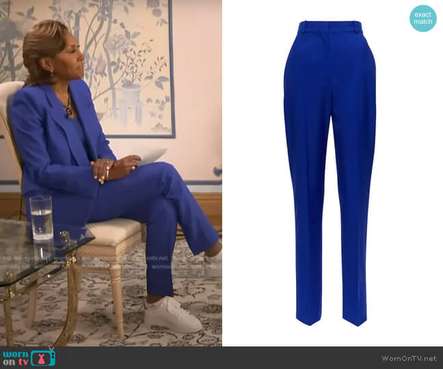 Alexander McQueen High Waist Pleated Wool Trousers worn by Robin Roberts on Good Morning America