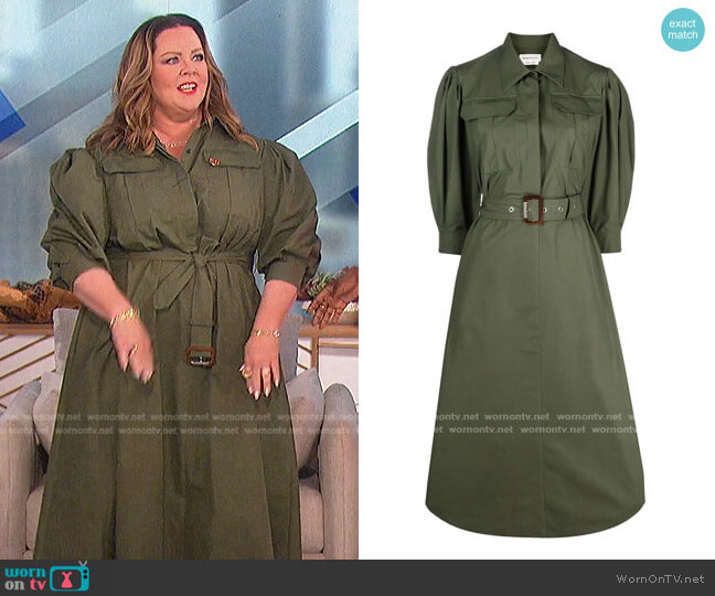Alexander McQueen Belted Cotton-Poplin Midi Shirt Dress