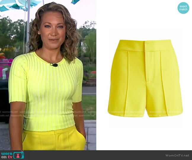 Alice + Olivia Dylan Pintuck Shorts worn by Ginger Zee on Good Morning America